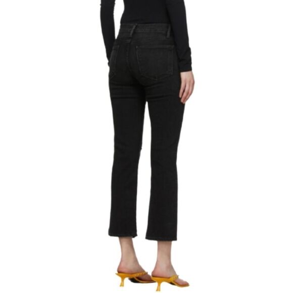 NWOT FRAME 29 Black Denim Le High Straight Side Fray Jeans in Killington Size 29 - Picture 7 of 16